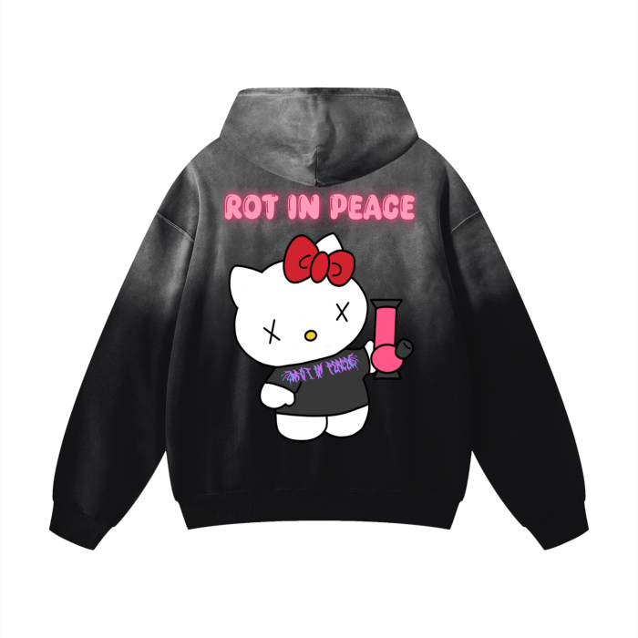 HELLO KITTY ROT IN PEACE OVERSIZED HOODIE